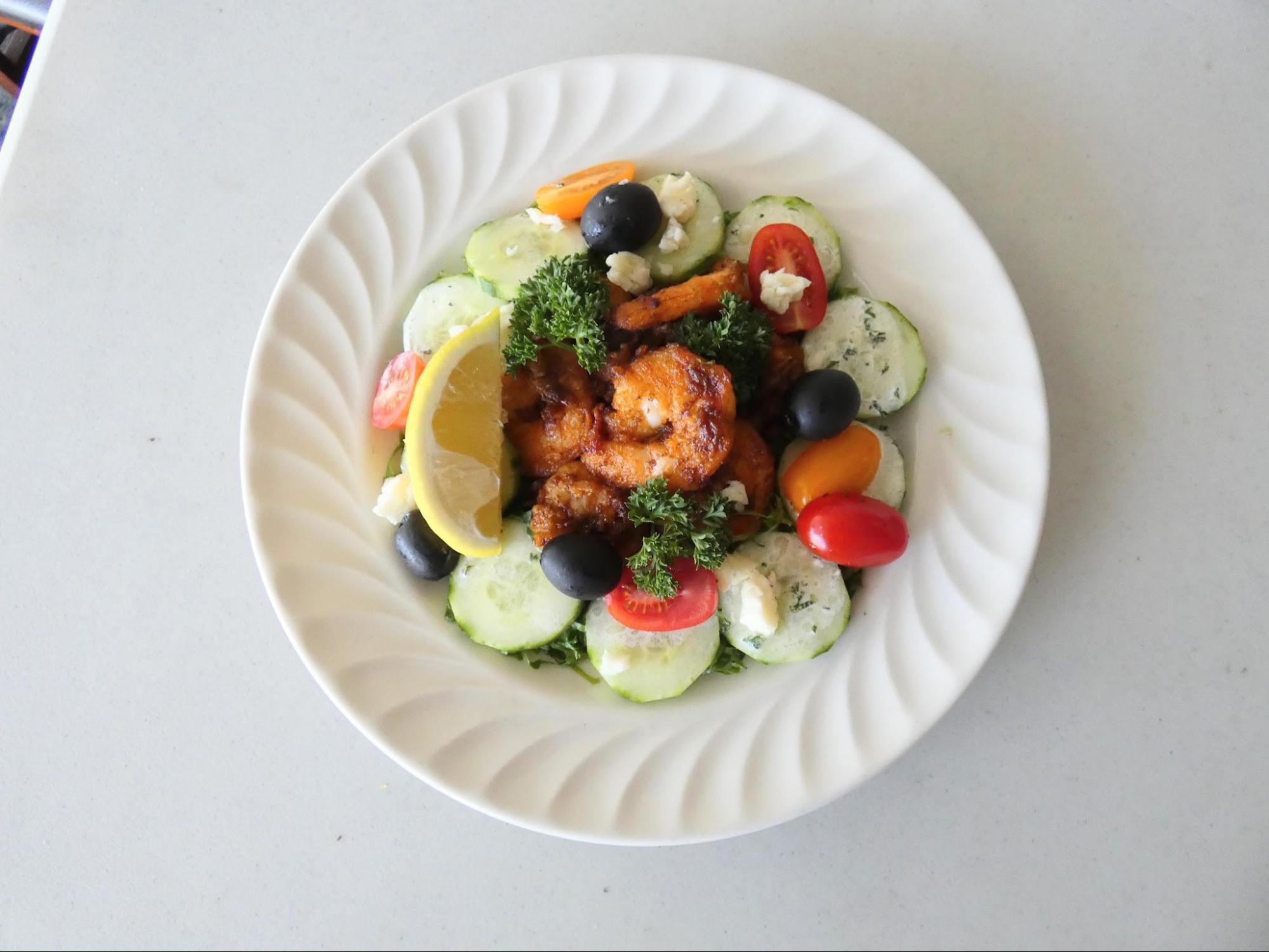 Garlic Shrimp Salad with Tarragon DressingRomaine lettuce